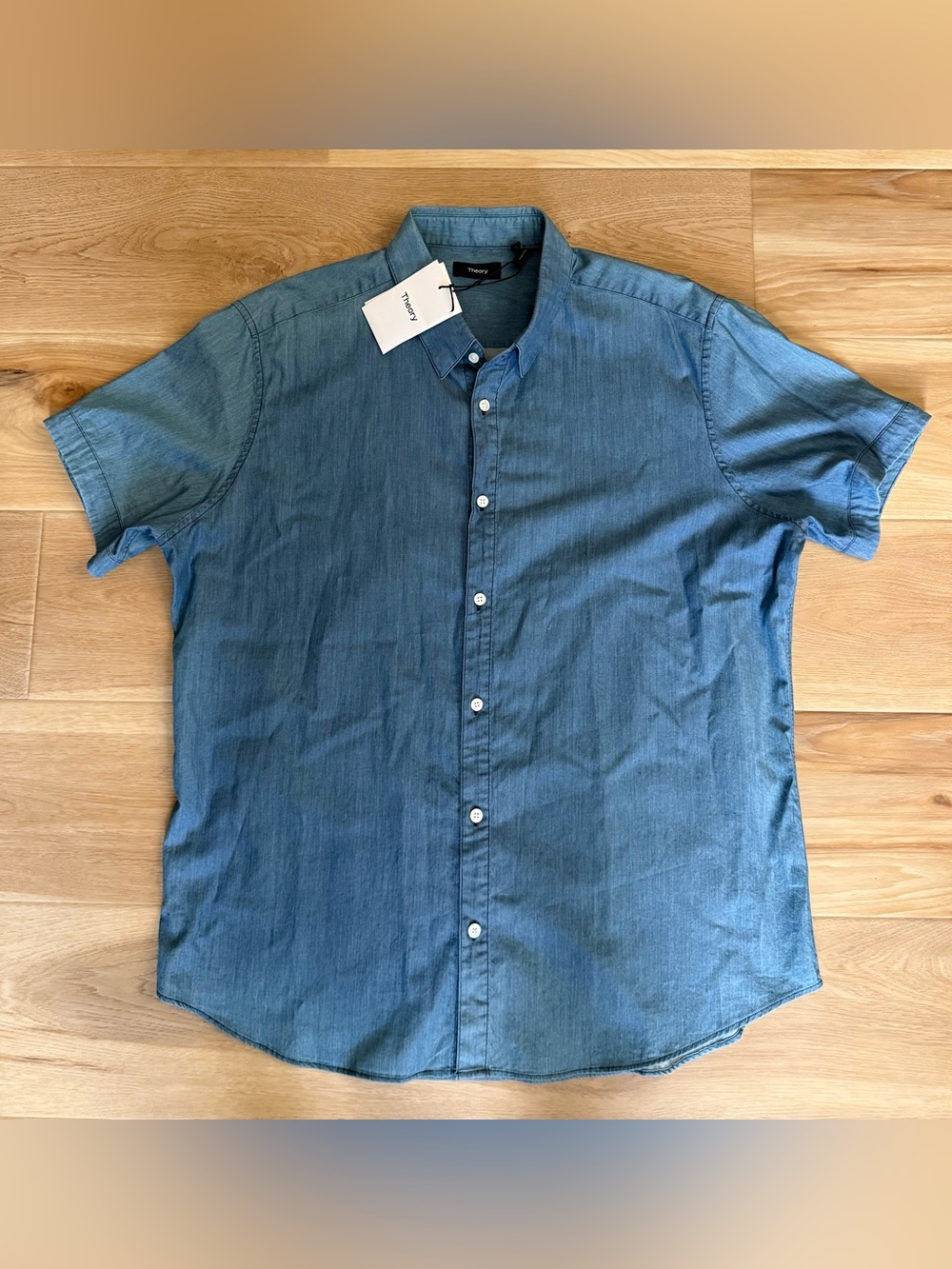 Theory Men’s Coppolo Ryerson Blue Cotton Blend Button Down Shirt Size XL - NWT